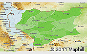 Political Shades Panoramic Map of Nassa, physical outside