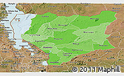 Political Shades Panoramic Map of Nassa, satellite outside