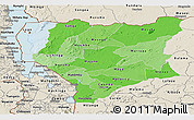 Political Shades Panoramic Map of Nassa, shaded relief outside