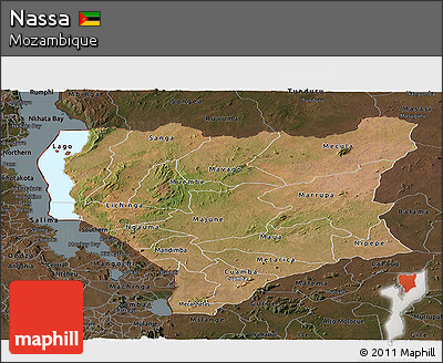 Satellite Panoramic Map of Nassa, darken