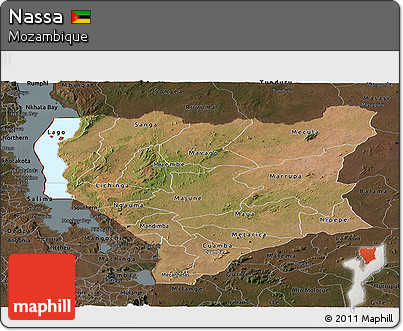 Satellite Panoramic Map of Nassa, darken