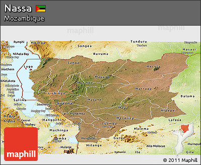 Satellite Panoramic Map of Nassa, physical outside