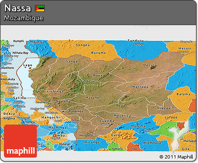 Satellite Panoramic Map of Nassa, political outside