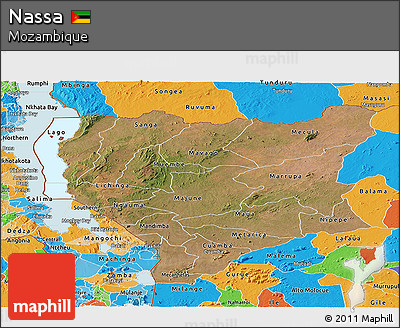 Satellite Panoramic Map of Nassa, political outside