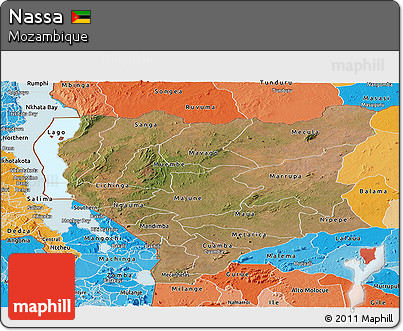Satellite Panoramic Map of Nassa, political shades outside