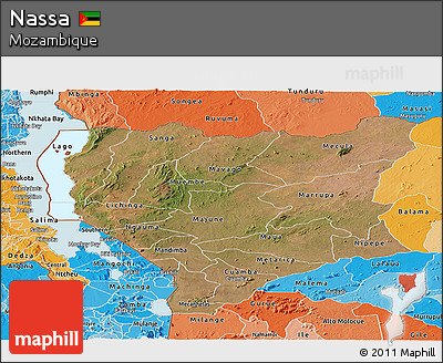 Satellite Panoramic Map of Nassa, political shades outside