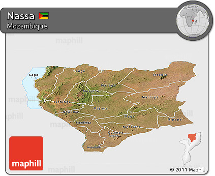 Satellite Panoramic Map of Nassa, single color outside