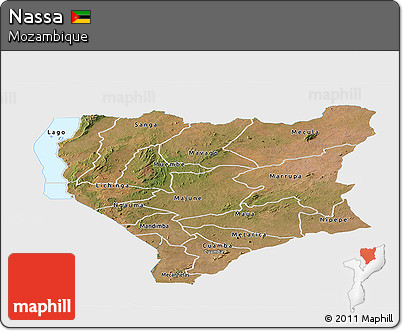 Satellite Panoramic Map of Nassa, single color outside