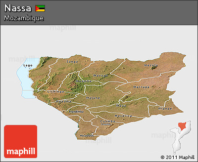 Satellite Panoramic Map of Nassa, single color outside