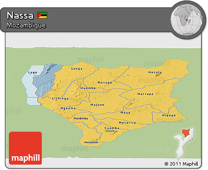Savanna Style Panoramic Map of Nassa, single color outside