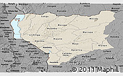 Shaded Relief Panoramic Map of Nassa, darken, desaturated