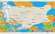 Shaded Relief Panoramic Map of Nassa, political outside