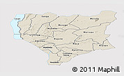 Shaded Relief Panoramic Map of Nassa, single color outside