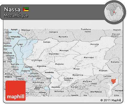 Silver Style Panoramic Map of Nassa