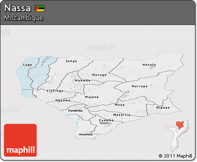 Silver Style Panoramic Map of Nassa, single color outside