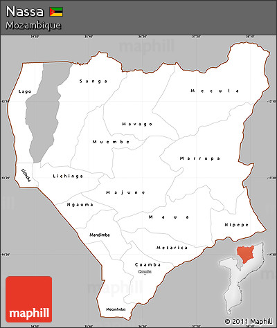 Gray Simple Map of Nassa, cropped outside