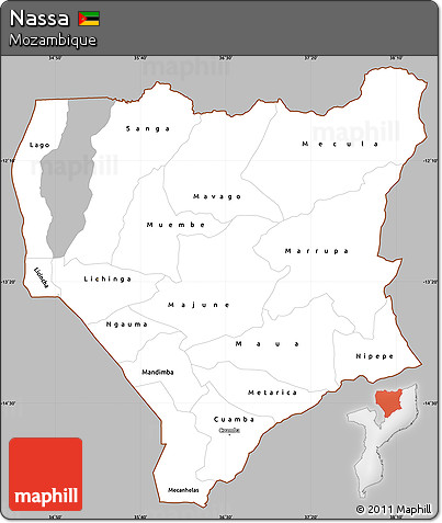 Gray Simple Map of Nassa, cropped outside