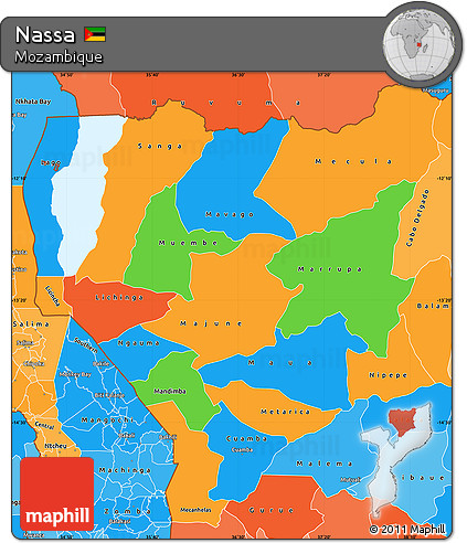 Political Simple Map of Nassa, political shades outside