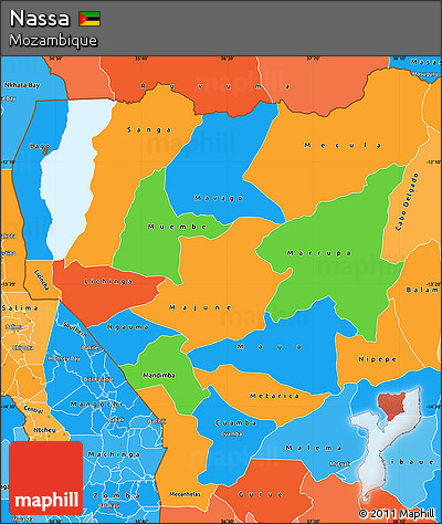 Political Simple Map of Nassa, political shades outside