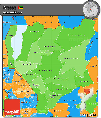Political Shades Simple Map of Nassa, political outside