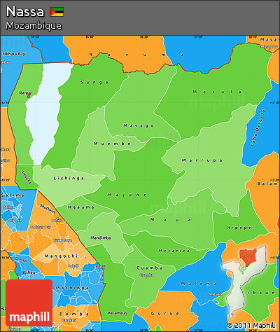Political Shades Simple Map of Nassa, political outside