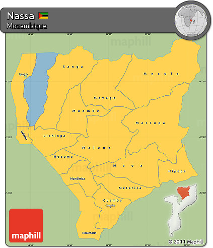 Savanna Style Simple Map of Nassa, single color outside