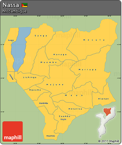 Savanna Style Simple Map of Nassa, single color outside