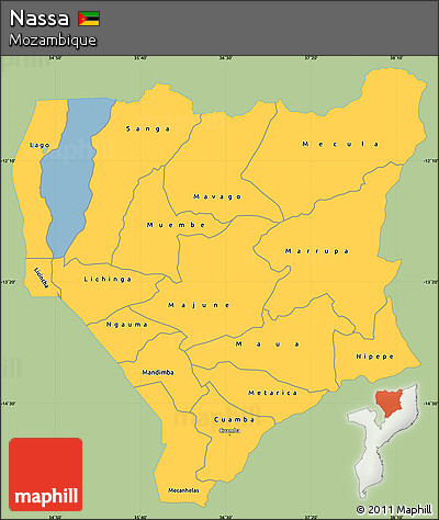 Savanna Style Simple Map of Nassa, single color outside