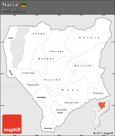 Silver Style Simple Map of Nassa, cropped outside