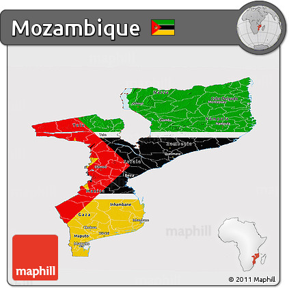 Flag Panoramic Map of Mozambique