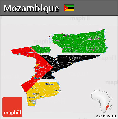 Flag Panoramic Map of Mozambique