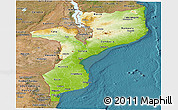 Physical Panoramic Map of Mozambique, satellite outside