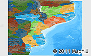 Political Panoramic Map of Mozambique, darken, land only