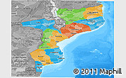 Political Panoramic Map of Mozambique, desaturated, land only