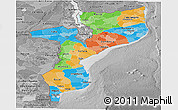 Political Panoramic Map of Mozambique, desaturated