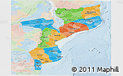 Political Panoramic Map of Mozambique, lighten