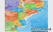 Political Panoramic Map of Mozambique, political shades outside