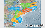 Political Panoramic Map of Mozambique, semi-desaturated