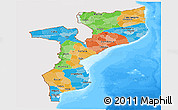 Political Panoramic Map of Mozambique, single color outside, bathymetry sea