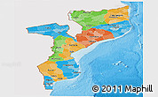 Political Panoramic Map of Mozambique, single color outside