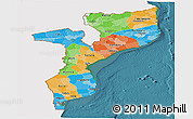 Political Panoramic Map of Mozambique, single color outside, satellite sea