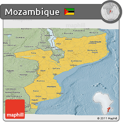 Savanna Style Panoramic Map of Mozambique