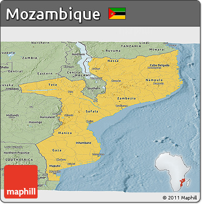 Savanna Style Panoramic Map of Mozambique