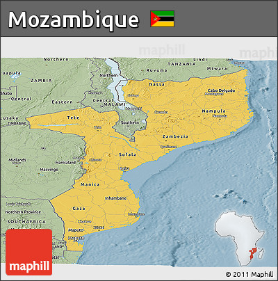 Savanna Style Panoramic Map of Mozambique