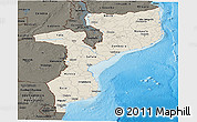 Shaded Relief Panoramic Map of Mozambique, darken, land only