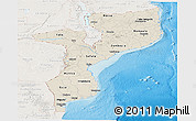 Shaded Relief Panoramic Map of Mozambique, lighten, land only