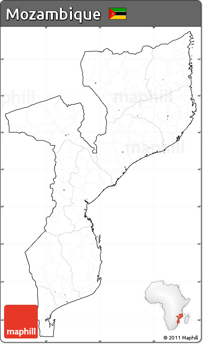 Blank Simple Map of Mozambique, cropped outside, no labels