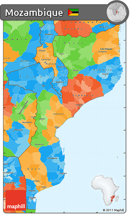 Political Simple Map of Mozambique