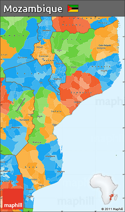 Political Simple Map of Mozambique