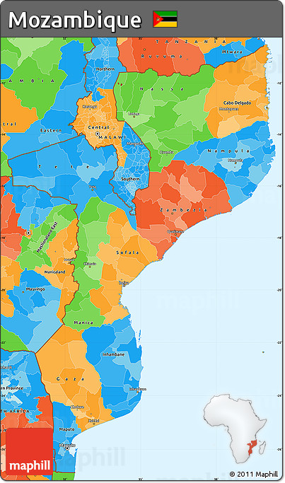 Political Simple Map of Mozambique